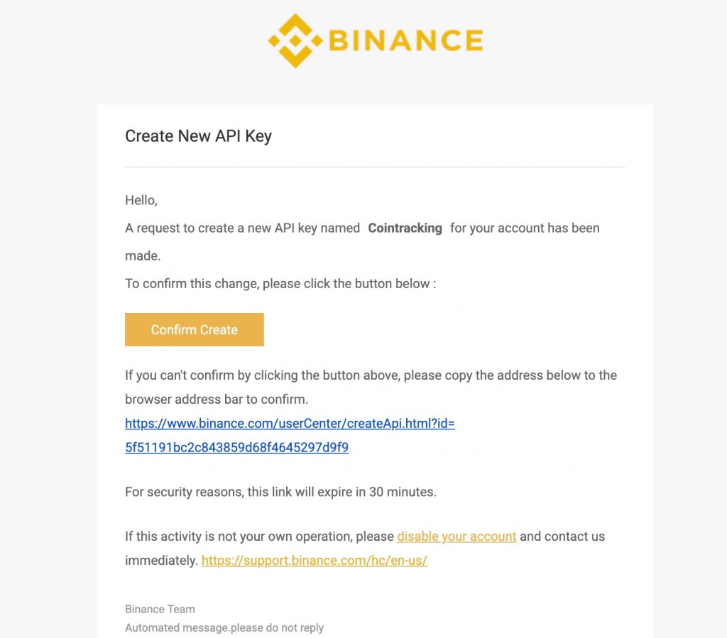 Binance-API-Key-bestätigung