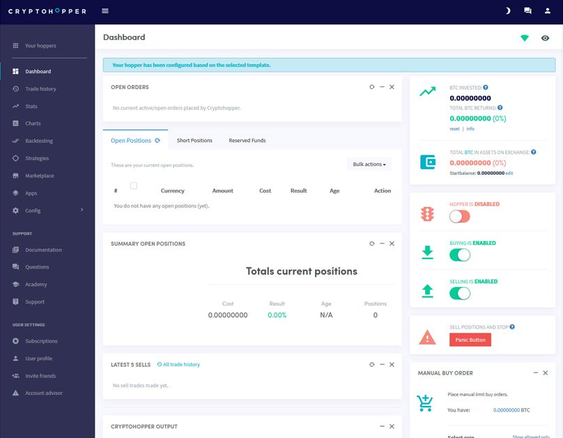 cryptohopper setup