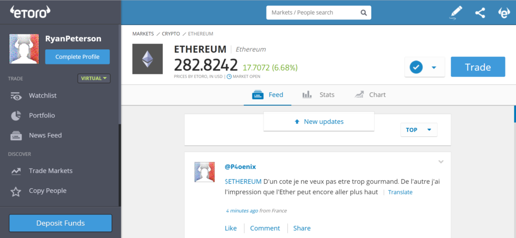 eToro step 3 short ethereum