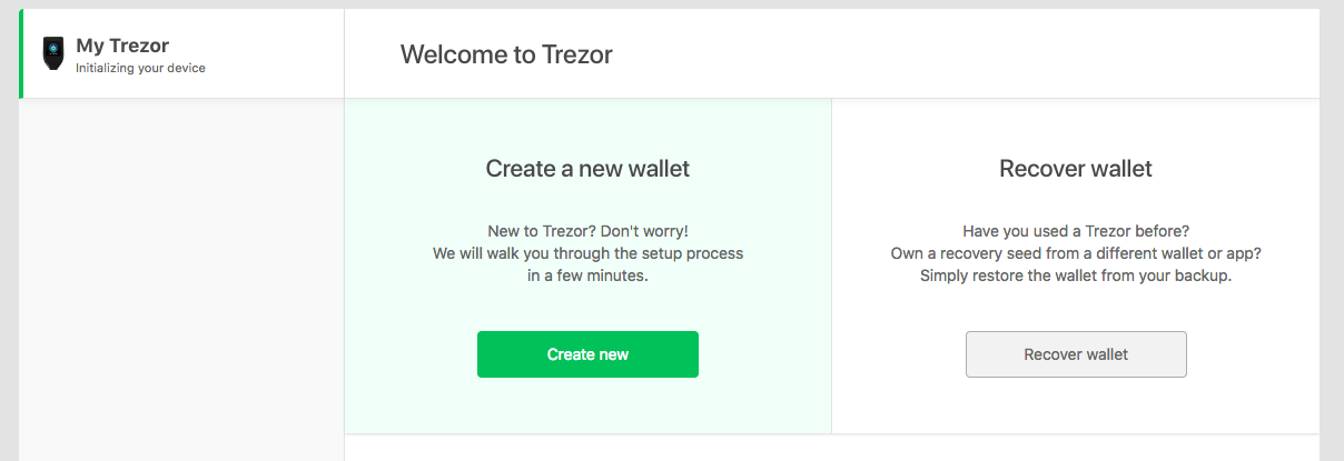 Trezor dashboard